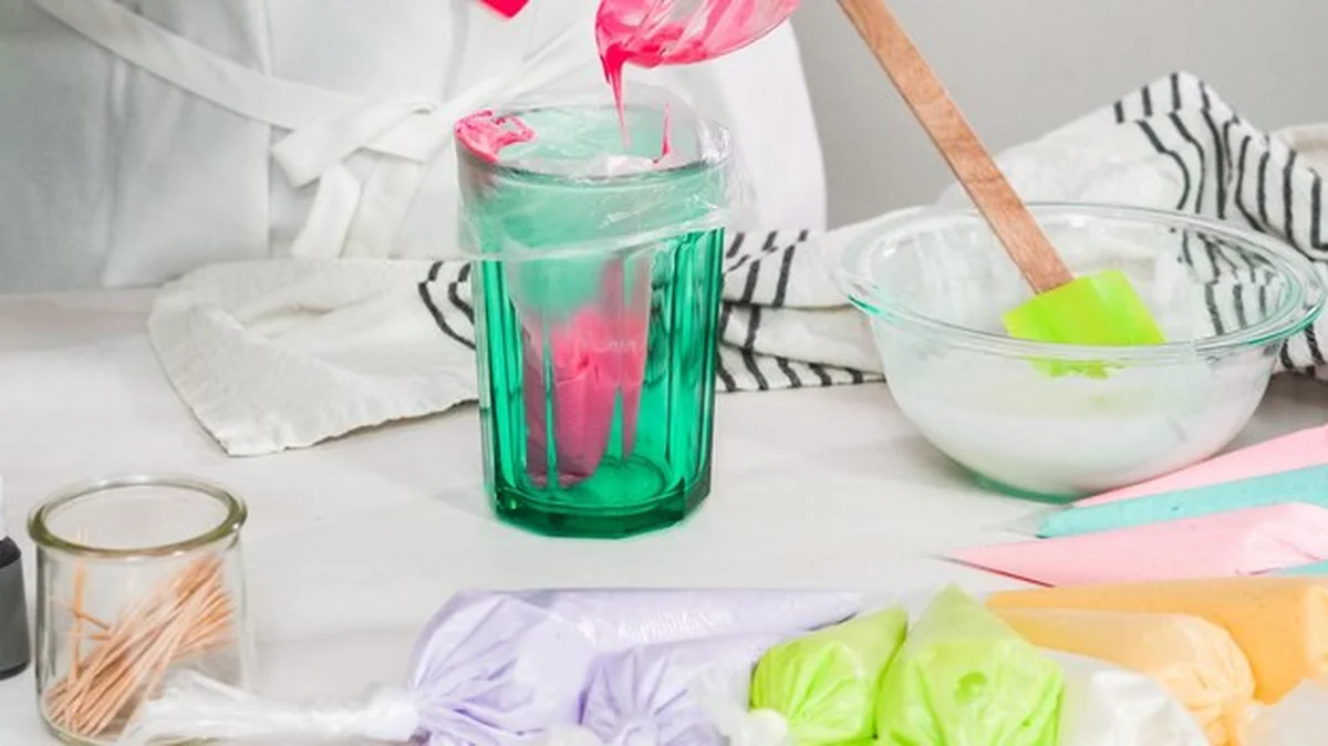 Mieszanie lukru królewskiego do dekoracji ciasteczek wielkanocnych